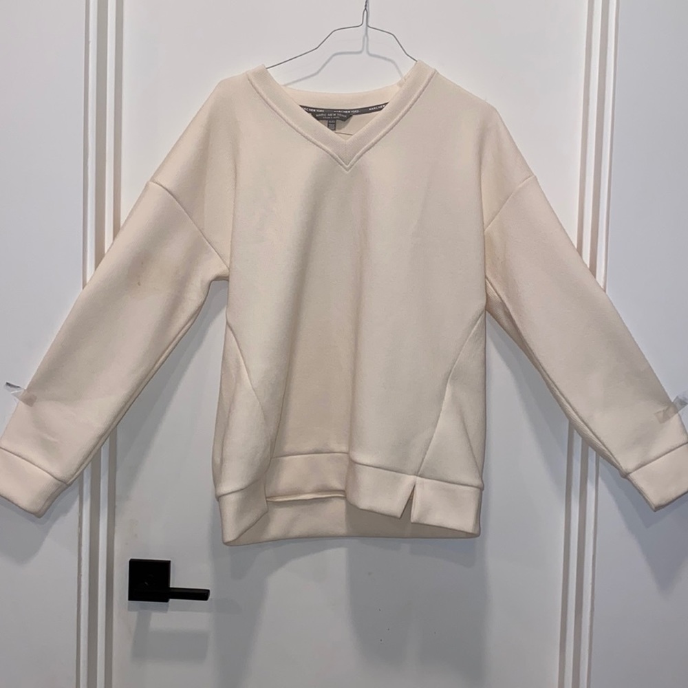 Marc New York Andrew Marc cream v neck ribbed Sweater Sweatshirt XL